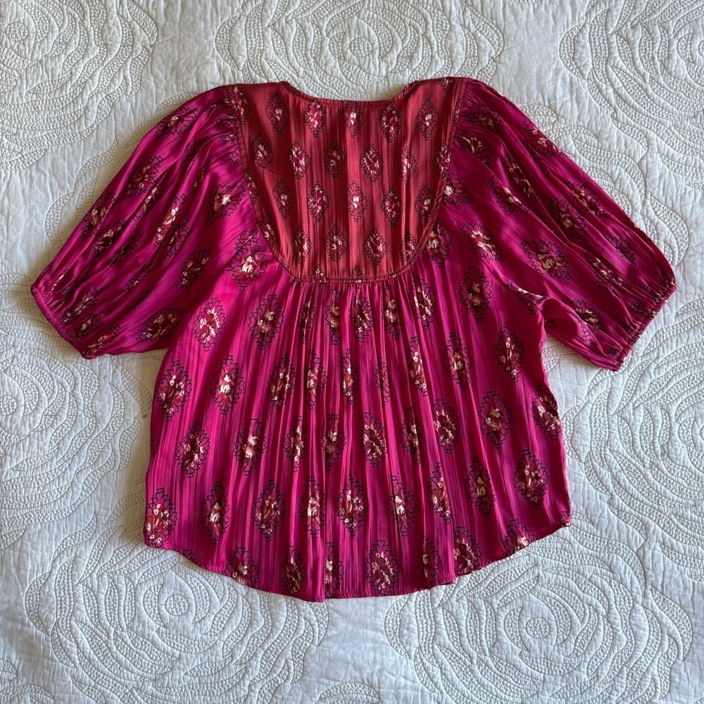 Anthropologie - Drapey Henley Pullover - Pink Combo - Picture 11 of 12